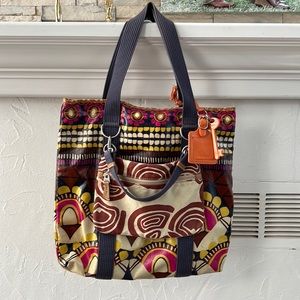 Fossil Key-Per coated canvas tote with mini tote purse